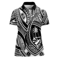 Hafa Adai Guam Inspired Tattoo Women Polo Shirt LT9 Female Black - Polynesian Pride