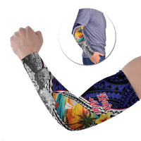 Hafa Adai Guam Seal Latte Stones Artwork Arm Sleeves LT9 Set of 2 Blue - Polynesian Pride