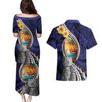 Hafa Adai Guam Seal Latte Stones Artwork Couples Matching Puletasi and Hawaiian Shirt LT9 - Polynesian Pride
