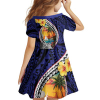 Hafa Adai Guam Seal Latte Stones Artwork Family Matching Off Shoulder Short Dress and Hawaiian Shirt