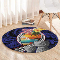 Hafa Adai Guam Seal Latte Stones Artwork Round Carpet