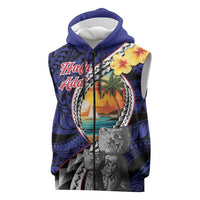 Hafa Adai Guam Seal Latte Stones Artwork Sleeveless Zip Hoodie LT9 Blue - Polynesian Pride