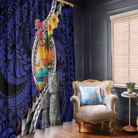 Hafa Adai Guam Seal Latte Stones Artwork Window Curtain