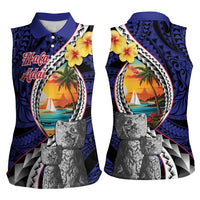Hafa Adai Guam Seal Latte Stones Artwork Women Sleeveless Polo Shirt