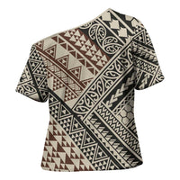 Niho Taniwha Kowhaiwhai Cross Shoulder Shirt LT9 - Polynesian Pride