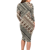 Niho Taniwha Kowhaiwhai Family Matching Long Sleeve Bodycon Dress and Hawaiian Shirt