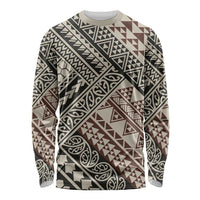 Niho Taniwha Kowhaiwhai Long Sleeve Shirt LT9 Unisex Beige - Polynesian Pride