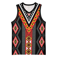 Niho Taniwha Taniko Motif Basketball Jersey LT9 Unisex Red - Polynesian Pride