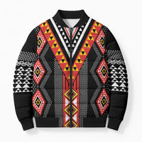 Niho Taniwha Taniko Motif Bomber Puffer Jacket LT9 Unisex Red - Polynesian Pride