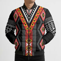 Niho Taniwha Taniko Motif Bomber Puffer Jacket LT9 - Polynesian Pride