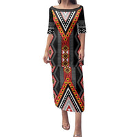 Niho Taniwha Taniko Motif Family Matching Puletasi and Hawaiian Shirt