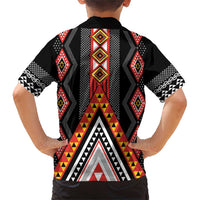 Niho Taniwha Taniko Motif Family Matching Short Sleeve Bodycon Dress and Hawaiian Shirt