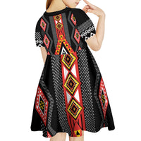Niho Taniwha Taniko Motif Kid Short Sleeve Dress LT9 - Polynesian Pride