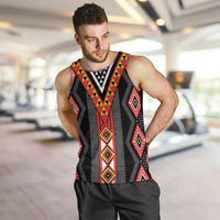 Niho Taniwha Taniko Motif Men Tank Top LT9 Red - Polynesian Pride