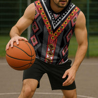 Niho Taniwha Taniko Motif Sleeveless Hoodie LT9 - Polynesian Pride