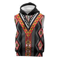 Niho Taniwha Taniko Motif Sleeveless Zip Hoodie LT9 Red - Polynesian Pride