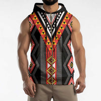 Niho Taniwha Taniko Motif Sleeveless Zip Hoodie LT9 - Polynesian Pride