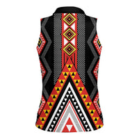 Niho Taniwha Taniko Motif Women Sleeveless Polo Shirt LT9 - Polynesian Pride