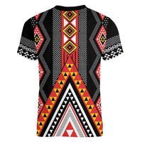 Niho Taniwha Taniko Motif Women V-Neck T-Shirt LT9 - Polynesian Pride
