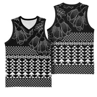 Black Taniko Kowhaiwhai Tukutuku Motif Basketball Jersey LT9 - Polynesian Pride