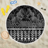 Black Taniko Kowhaiwhai Tukutuku Motif Beach Blanket LT9 One Size 150cm Black - Polynesian Pride