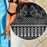 Black Taniko Kowhaiwhai Tukutuku Motif Beach Blanket LT9 - Polynesian Pride