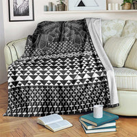 Black Taniko Kowhaiwhai Tukutuku Motif Blanket LT9 Black - Polynesian Pride