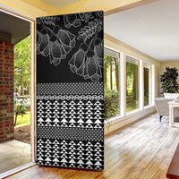 Black Taniko Kowhaiwhai Tukutuku Motif Door Cover - Polynesian Pride