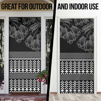 Black Taniko Kowhaiwhai Tukutuku Motif Door Cover - Polynesian Pride