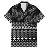 Black Taniko Kowhaiwhai Tukutuku Motif Family Matching Mermaid Dress and Hawaiian Shirt