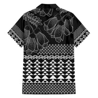 Black Taniko Kowhaiwhai Tukutuku Motif Family Matching Short Sleeve Bodycon Dress and Hawaiian Shirt