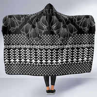 Black Taniko Kowhaiwhai Tukutuku Motif Hooded Blanket LT9 One Size Black - Polynesian Pride