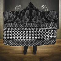 Black Taniko Kowhaiwhai Tukutuku Motif Hooded Blanket LT9 - Polynesian Pride