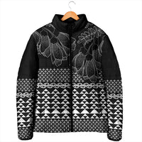 Black Taniko Kowhaiwhai Tukutuku Motif Padded Jacket LT9 - Polynesian Pride