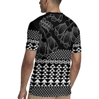 Black Taniko Kowhaiwhai Tukutuku Motif Rugby Jersey