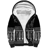 Black Taniko Kowhaiwhai Tukutuku Motif Sherpa Hoodie LT9 Unisex Black - Polynesian Pride