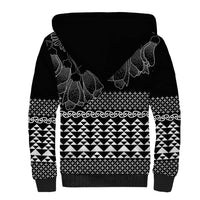 Black Taniko Kowhaiwhai Tukutuku Motif Sherpa Hoodie LT9 - Polynesian Pride