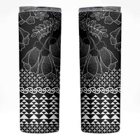 Black Taniko Kowhaiwhai Tukutuku Motif Skinny Tumbler
