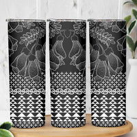 Black Taniko Kowhaiwhai Tukutuku Motif Skinny Tumbler