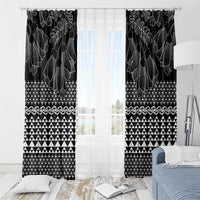 Black Taniko Kowhaiwhai Tukutuku Motif Window Curtain LT9 - Polynesian Pride