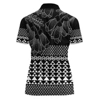 Black Taniko Kowhaiwhai Tukutuku Motif Women Polo Shirt