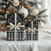 Black Taniko Kowhaiwhai Tukutuku Motif Wrapping Paper LT9 - Polynesian Pride