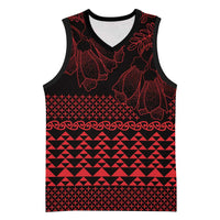 Red Taniko Kowhaiwhai Tukutuku Motif Basketball Jersey LT9 Unisex Red - Polynesian Pride