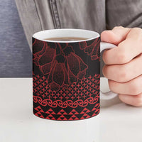 Red Taniko Kowhaiwhai Tukutuku Motif Ceramic Mug LT9 - Polynesian Pride