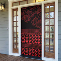 Red Taniko Kowhaiwhai Tukutuku Motif Door Cover - Polynesian Pride