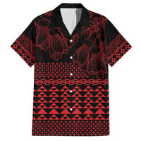 Red Taniko Kowhaiwhai Tukutuku Motif Family Matching Short Sleeve Bodycon Dress and Hawaiian Shirt