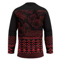 Red Taniko Kowhaiwhai Tukutuku Motif Hockey Jersey LT9 - Polynesian Pride