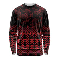 Red Taniko Kowhaiwhai Tukutuku Motif Long Sleeve Shirt LT9 Unisex Red - Polynesian Pride