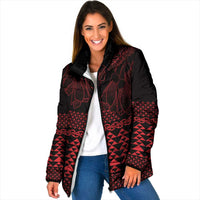 Red Taniko Kowhaiwhai Tukutuku Motif Padded Jacket LT9 Women Red - Polynesian Pride