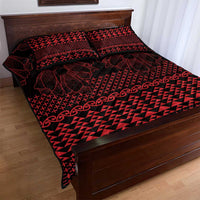 Red Taniko Kowhaiwhai Tukutuku Motif Quilt Bed Set LT9 - Polynesian Pride